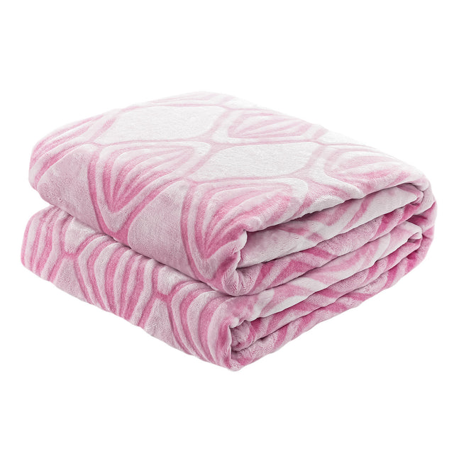 Back Printing Shaved Flannel Plush Blanket, checked Blanket for Bed or Sofa, 60" x 80", Pink