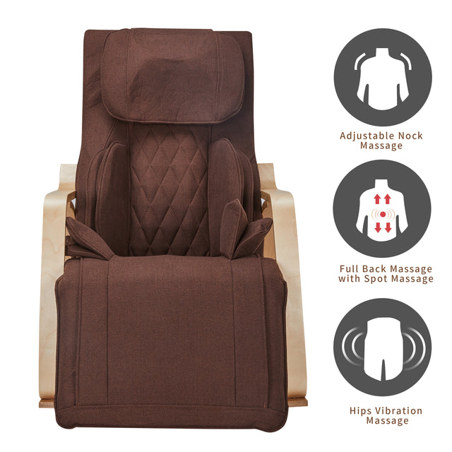 Full massage function-Air pressure-Comfortable Relax Rocking Chair, Lounge Chair Relax Chair with Cotton Fabric Cushion  Brown