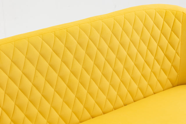 Twin Size Love seat Accent Sofa with Golden Metal Legs, Living Room Sofa with Tufted Backrest, 600 Pounds Weight Capacity