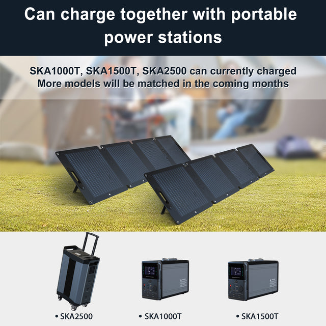 2515Wh portable power station for outdoor travel, home backup power, 3 x AC120V output, 2000W stable output power, 4000W peak power, LCD display, 3 x USB, 3 x DC5521, including a 200W/60V solar panel