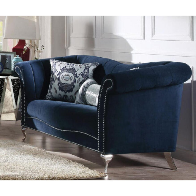 ACME Jaborosa Loveseat w/2 Pillows in Blue Velvet 50346