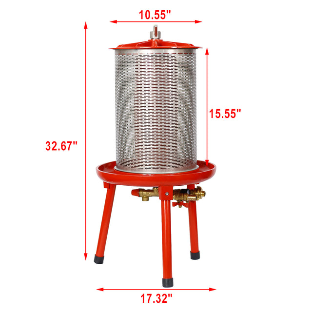 Hydraulic Fruit Wine Apple Press 5.3Gallon/20L -Stainless Steel for Wine Cider Making