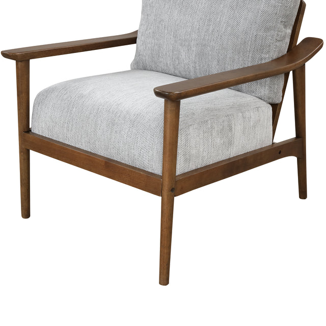 【EAT 3.17】Mid Century Modern Chair with Solid Wood Frame,Arm Chair with Vertical Slatted Back,Thick Pad Upholstered Accent Chair for Living Room, Brown