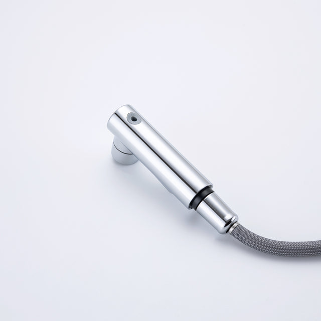 Single Hole Bathroom Faucet with Pull Out Sprayer, Dual Spray Modes, Solid Brass Polished Chrome Bathroom Faucet for Sink, Modern One Handle Bath Vanity Faucet with Face Basin Mixer Tap\\nVisit the YI