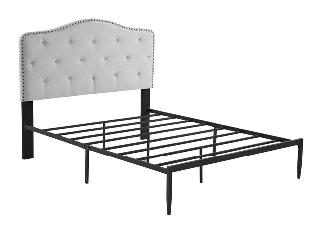 B113 Full bed, Beautiful headboard with buttons  Strong iron frame with high temperature paint