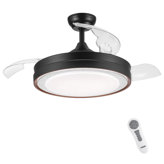 42 In. Intergrated LED Retractable Ceiling Fan with Black Shade Frame