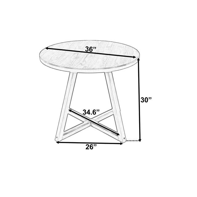 TOPMAX Mid-Century Wood Round Dining Table with X-shape Legs for Small Places, Gray