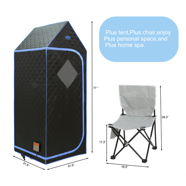 Portable Gothic Roof Plus Type Full Size Far Infrared Sauna tent. Spa, Detox ,Therapy and Relaxation at home.Larger Space,Stainless Steel Pipes Connector Easy to Install. FCC Certification--Black