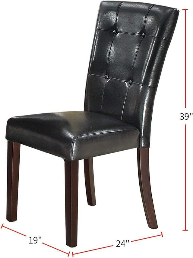 Modern Parson Chairs Black Faux Leather Tufted Set of 2 Side Chairs Dining Seatings