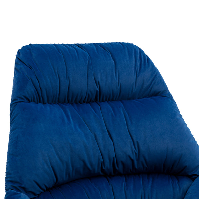 Tufted Upholstered Padded Seat Rocking Chair-Velvet Blue