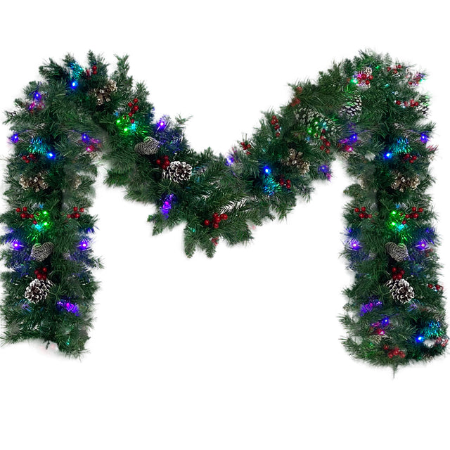 Pre-lit Xmas Tree Artificial Christmas 4-Piece Set,Garland, Wreath and Set of 2 Entrance Trees X-mas