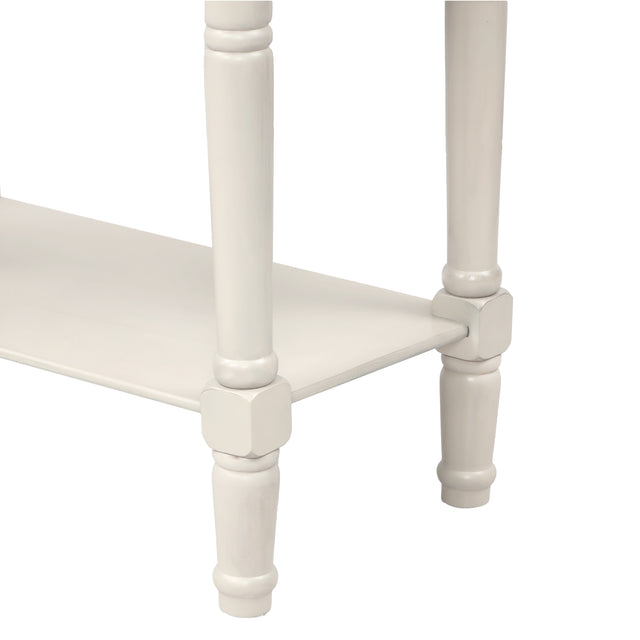 TREXM Narrow Console Table, Slim Sofa Table with Three Storage Drawers and Bottom Shelf (Ivory White)