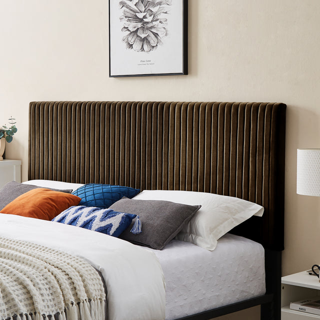 B110 King bed Beautiful line stripe cushion headboard  Strong iron frame with high temperature paint