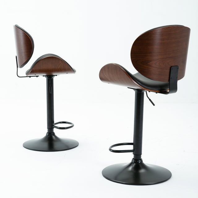 HengMing Bentwood Adjustable  Bar Stools , Upholstered Swivel Barstool, Mix color PU Leather  
  Barstools (Set of 2)