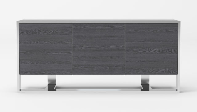 Modrest Fauna Modern Elm Grey & Stainless Steel Buffet