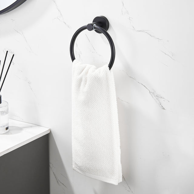Bathroom Hardware Set, Thicken Space Aluminum 3 PCS Towel bar Set- Matte Black 16-27 Inches Adjustable Bathroom Accessories Set