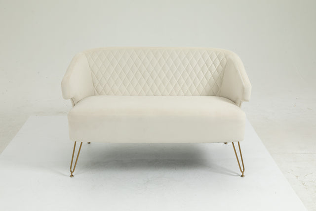 Twin Size Love seat Accent Sofa with Golden Metal Legs, Living Room Sofa with Tufted Backrest, 600 Pounds Weight Capacity