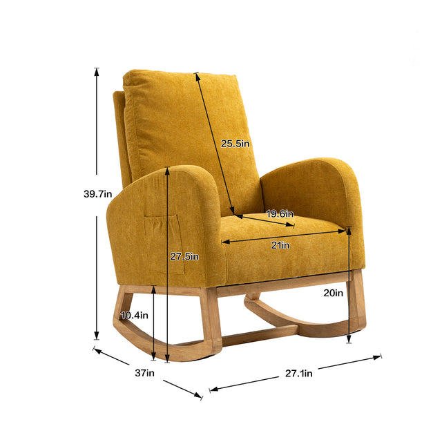 COOLMORE  living  room Comfortable  rocking chair  living room chair  Yellow