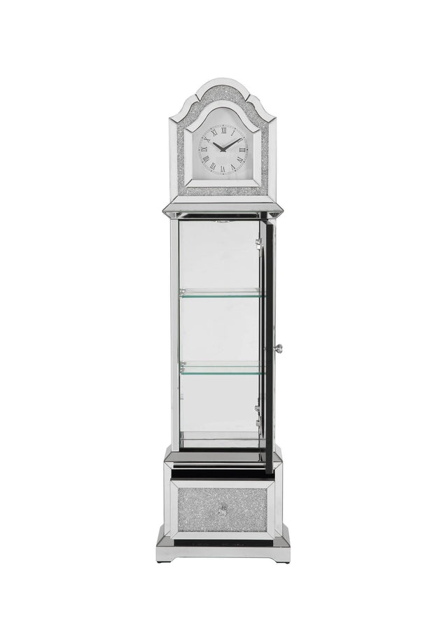 ACME Noralie GRANDFATHER CLOCK W/LED Mirrored & Faux Diamonds AC00347