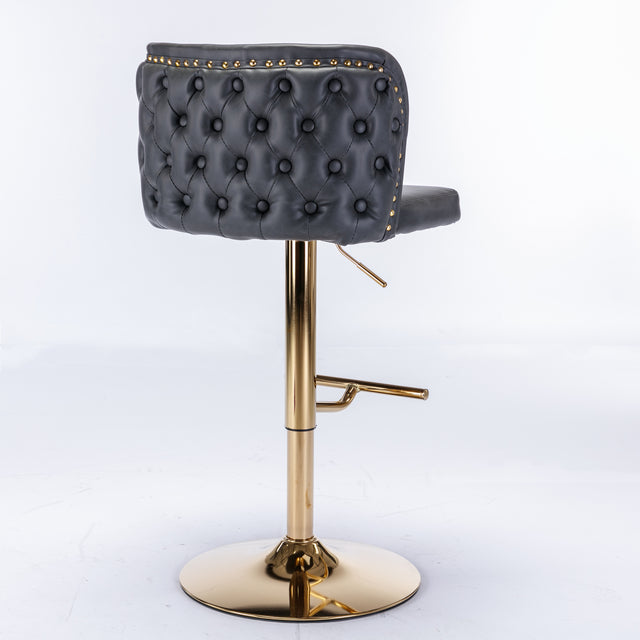 A&A Furniture,Swivel Barstools Adjusatble Seat Height,Modern PU Upholstered Bar Stools with  the whole Back Tufted, for Home Pub and Kitchen Island (Dark Gray, Set of 2),SW1928DG