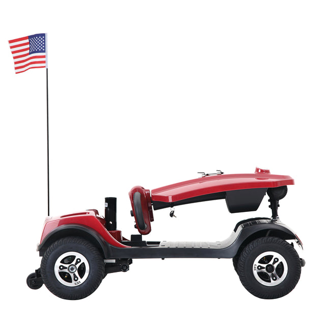 W429S00032 PATRIOT RED Outdoor compact mobility scooter with windshield