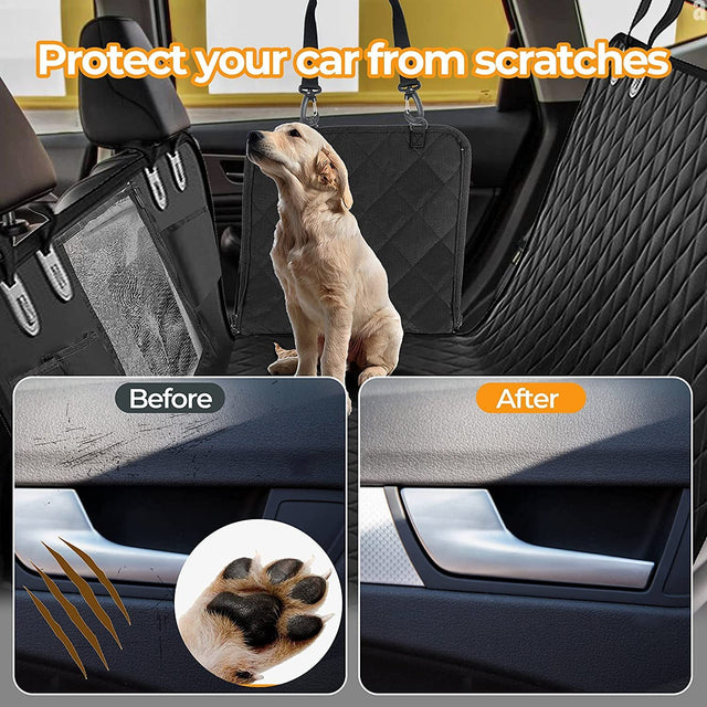 Simple Deluxe Dog Car Seat Cover for Back Seat, 100% Waterproof Pet Seat Protector with Mesh Window, Scratchproof & Nonslip Dog Hammock for Cars, Trucks, SUVs, X-Large