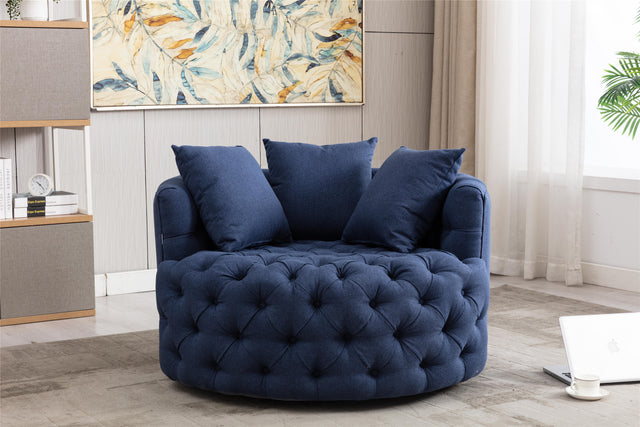 Modern  Akili swivel accent chair  barrel chair  for hotel living room / Modern  leisure chair  Navy  fabric