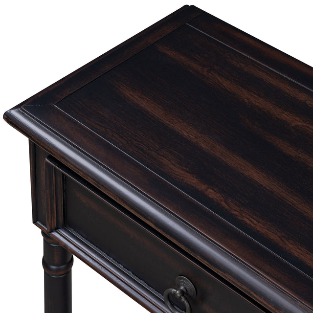 TREXM Console Table Sofa Table with Drawers for Entryway with Projecting Drawers and Long Shelf (Espresso)
