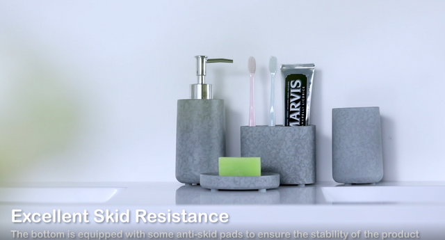 Concrete Bath Accessory Set for Vanity Countertops,Grey Stone Color/Cement Grey Color