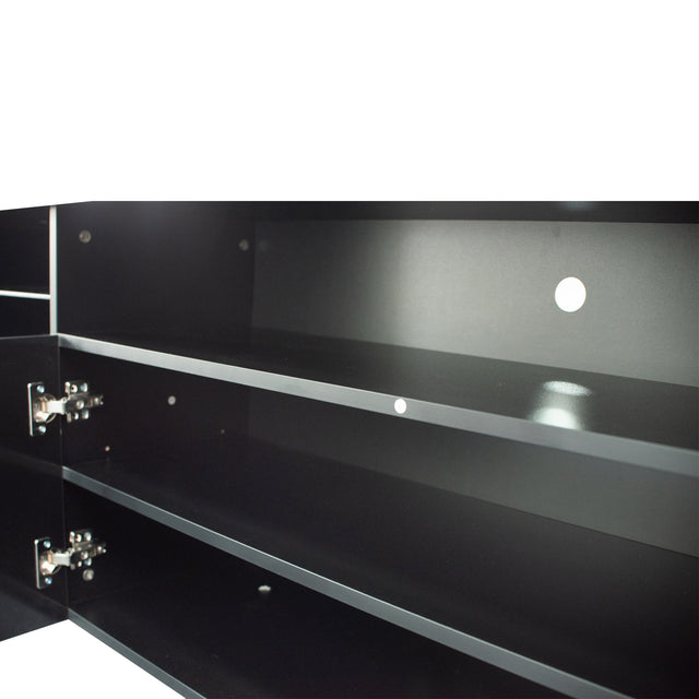 FURNITURE & TV Stand Matte Body High Gloss Doors Modern TV Stand LED,Black