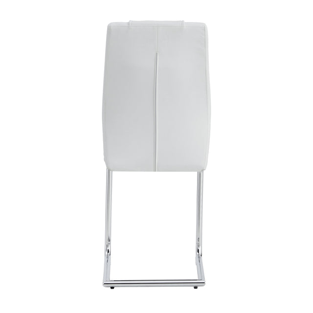 Modern Dining Chairs with Faux Leather Padded Seat Dining Living Room Chairs Upholstered Chair with Metal Legs Design for Kitchen, Living, Bedroom, Dining Room Side Chairs Set of 6 (White+PU Leather)