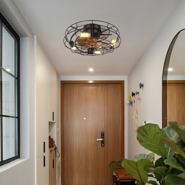 Indoor Low Profile Industrial 3-ABS Blade Remote Control LED Bulb Ceiling Fan with Light