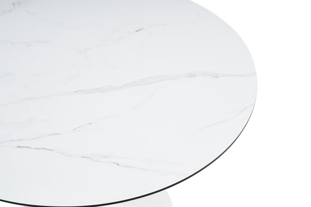 TULIP DINING TABLE ,32IN ROUND, WHITE, Mable black, 1pc per ctn