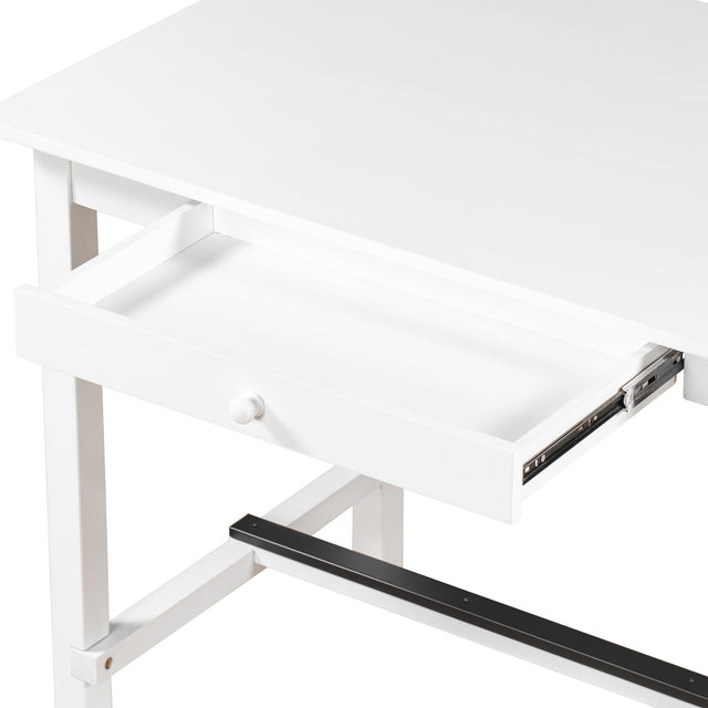 TOPMAX Casual Counter Height Wood Dining Table with Storage Drawer for Small Places, White
