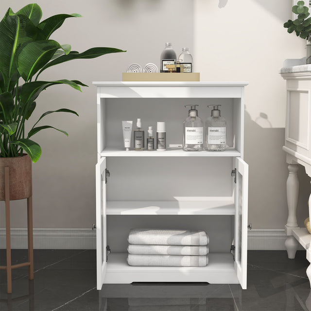 White Bathroom Cabinet with Glass