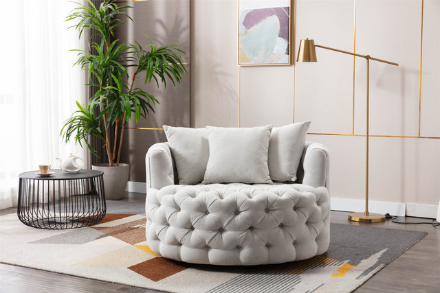 Coolmore Modern  Akili  swivel accent chair  barrel chair  for hotel living room / Modern  leisure chair  Beige