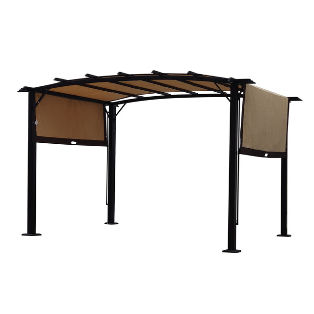 12 x 9 Ft Outdoor Pergola Patio Gazebo,Retractable Shade Canopy,Steel  Frame Grape Gazebo,Sunshelter Pergola for Gardens,Terraces,Backyard