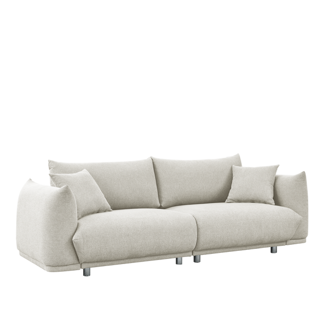 90.5'' Modern Couch for Living Room Sofa,Solid Wood Frame and Stable Metal Legs, 2 Pillows, Sofa Furniture for Apartment