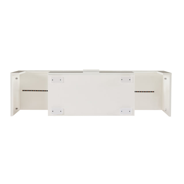 White morden TV Stand with LED Lights,high glossy front TV Cabinet,can be assembled in Lounge Room, Living Room or Bedroom,color:WHITE