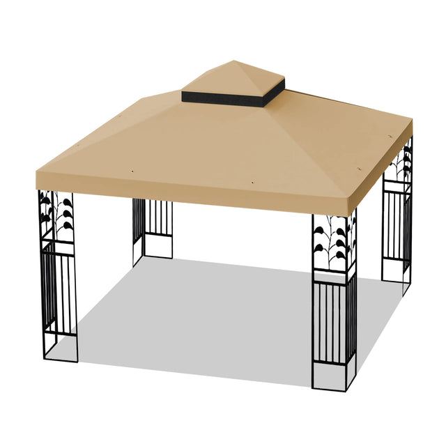 10x10 Ft Outdoor Patio Gazebo Replacement Canopy,Double Tiered Gazebo Tent Roof Top Cover Only（Frame Not Include）