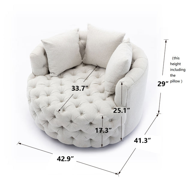 Coolmore Modern  Akili  swivel accent chair  barrel chair  for hotel living room / Modern  leisure chair  Beige