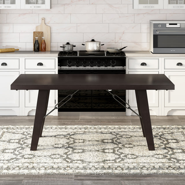 TREXM Industrial Style 72" Wooden Rectangular Table with Chain Bracket (Espresso)