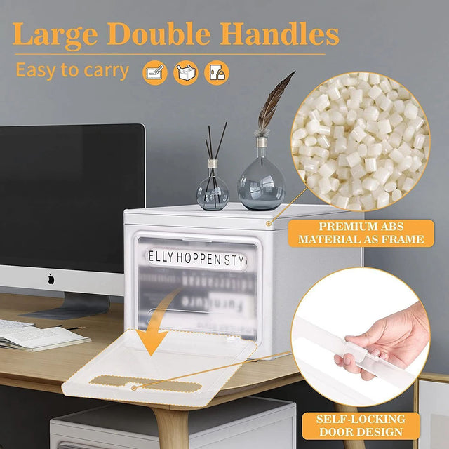 Storage Bins with Lids, Large Plastic Organization and Storage Bin with 4 Wheels & Carry Handles for Living Room, Bedroom, Bathroom or Dorm, 3 Pack, White