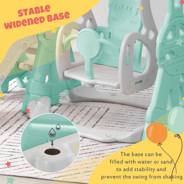 Toddler Slide and Swing Set 3 in 1, Kids Playground Climber Swing Playset with Basketball Hoops Freestanding Combination Indoor & Outdoor