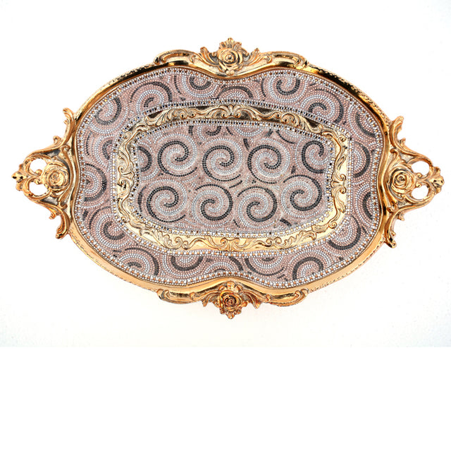 Ambrose Chrome Plated Crystal Embellished Ceramic Plate