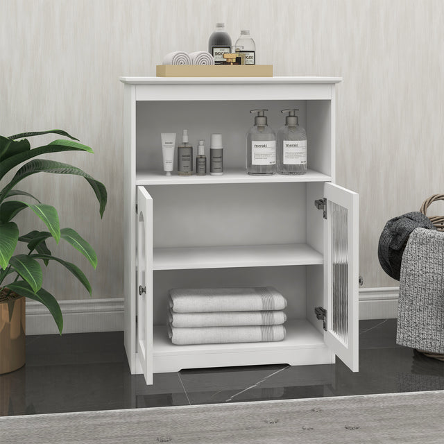 White Bathroom Cabinet with Glass