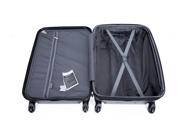 Expandable 3 Piece Luggage Sets ABS Lightweight Suitcase with Two Hooks, Spinner Wheels, TSA Lock, (20/24/28) Black