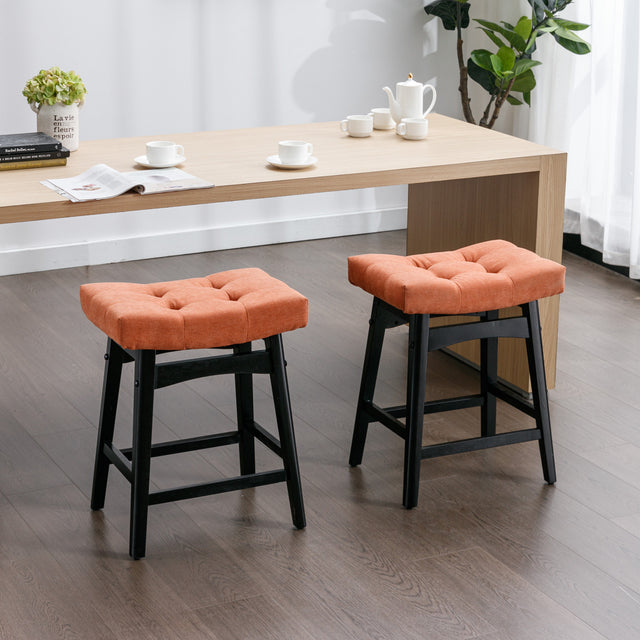A&A Furniture,Counter Height 25" Stools for Kitchen Counter Backless Faux Leather Stools Farmhouse Island Chairs (25 Inch, Orange,Set of 2),SW1838OG