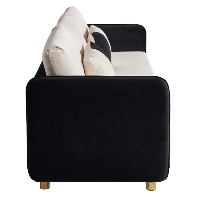 Velvet Sofa BEIGE & BLACK Color