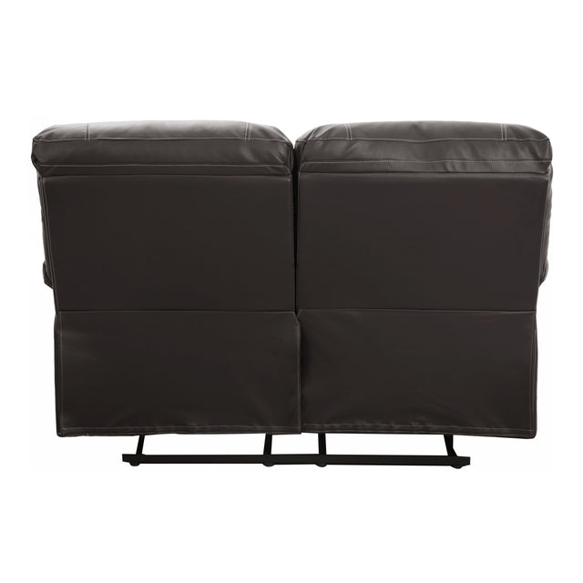 Dark Brown Faux Leather Covered 1pc Comfortable Double Reclining Loveseat Solid Wood and Plywood Frame Living Room Furniture